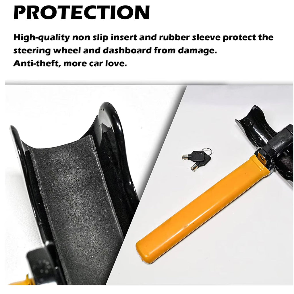 High-Visibility Yellow Iron T-Bar Anti-Theft Steering Lock