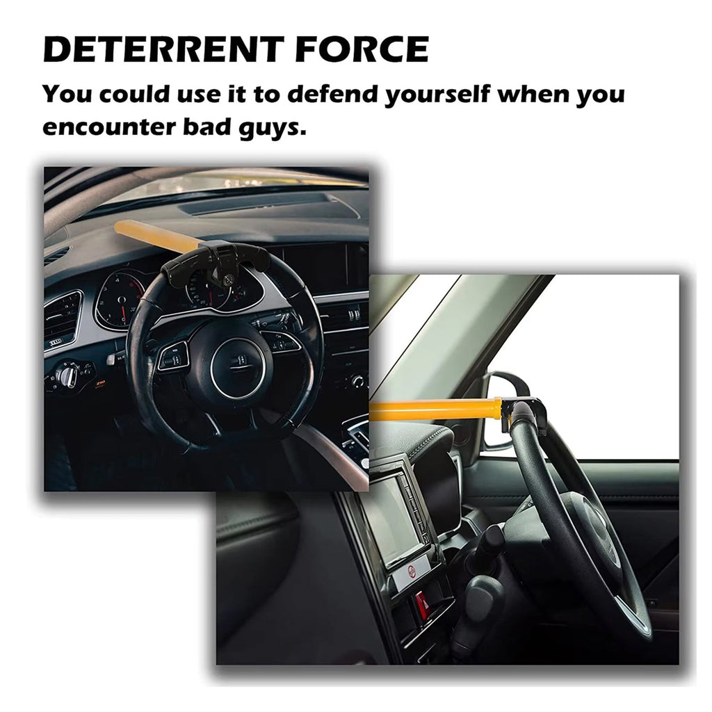 High-Visibility Yellow Iron T-Bar Anti-Theft Steering Lock