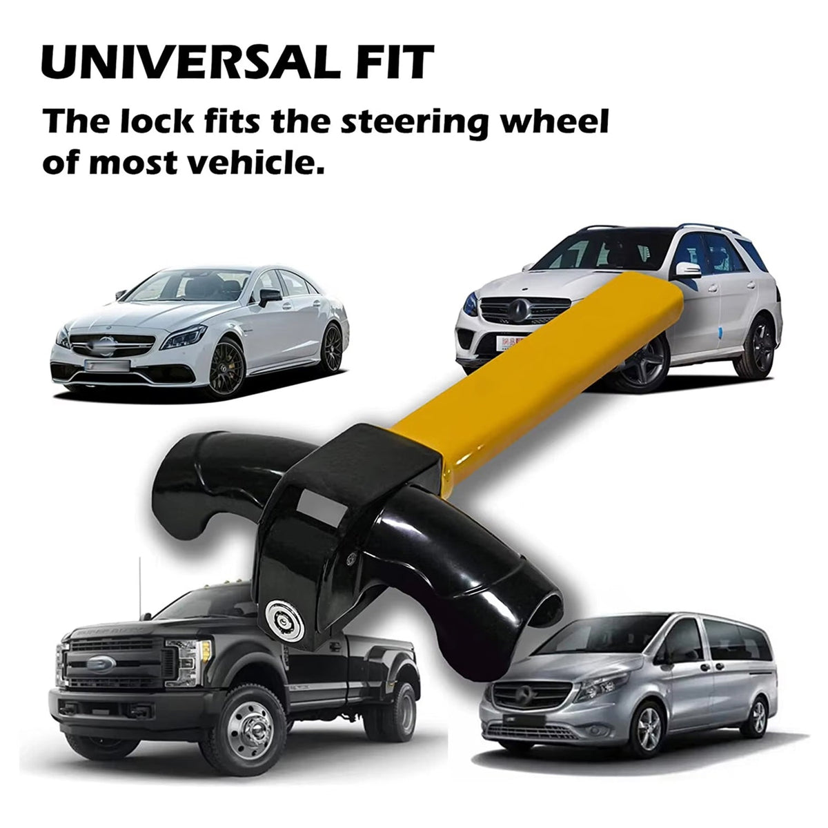 High-Visibility Yellow Iron T-Bar Anti-Theft Steering Lock