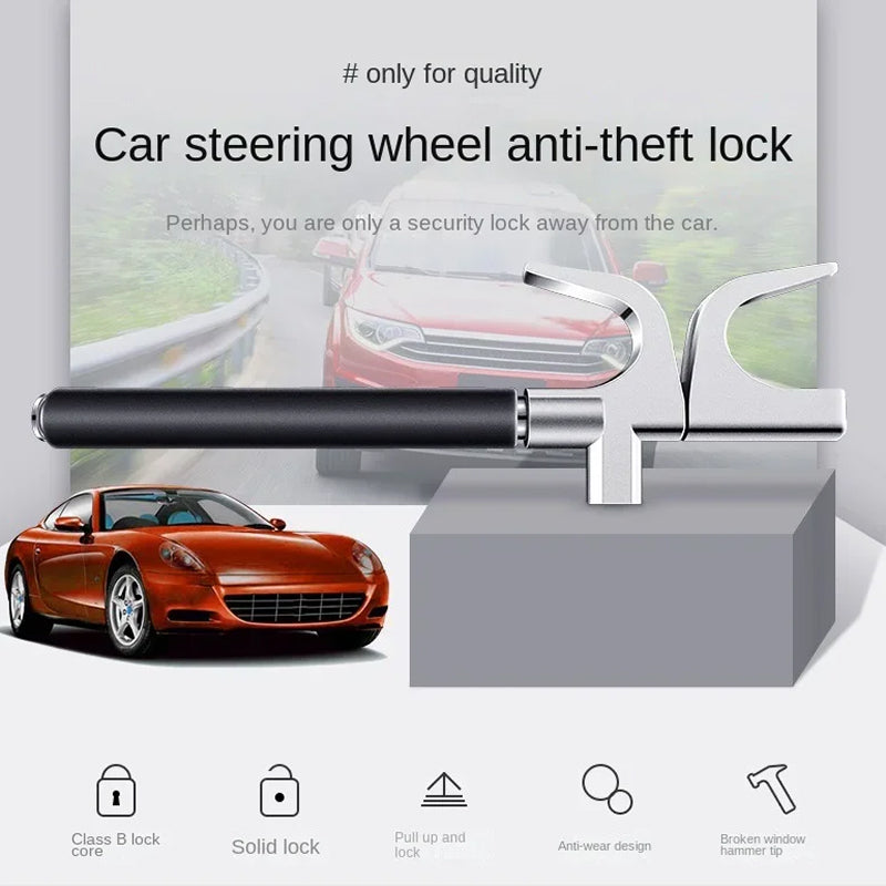 Retractable Vehicle Anti-Theft Bar — Copper Core Lock, Glass Breaker