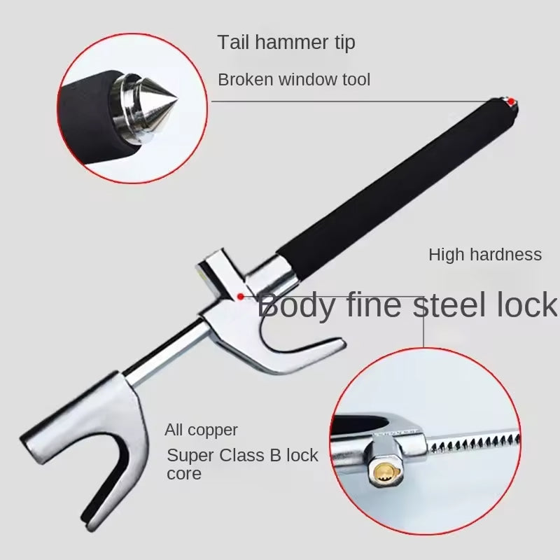 Retractable Vehicle Anti-Theft Bar — Copper Core Lock, Glass Breaker