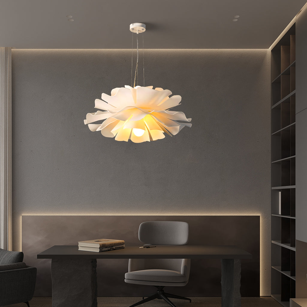 Deckenleuchte aus mehrschichtigem Acryl und Metall, weißes Blumendesign