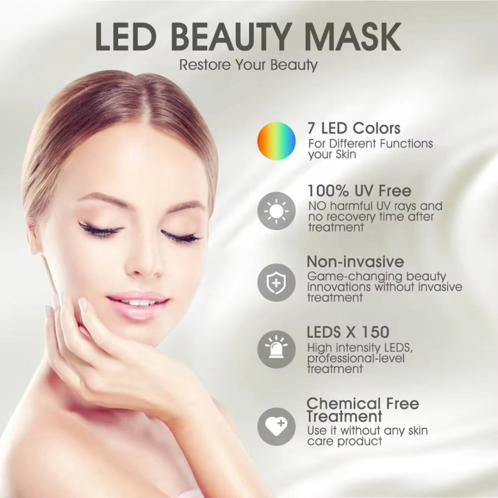 LED-Lichttherapiemaske fürs Gesicht — mehrfarbige Photonen, Anti-Aging, Fernbedienung