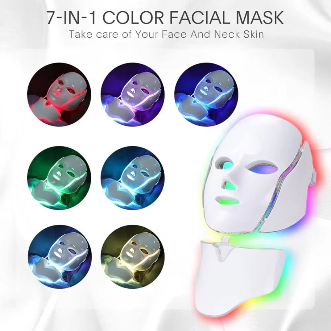 LED-Lichttherapiemaske fürs Gesicht — mehrfarbige Photonen, Anti-Aging, Fernbedienung