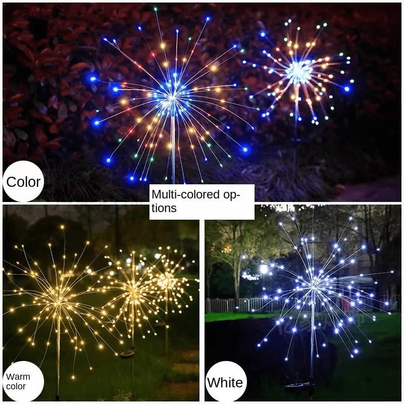 Solar-Gartenlampe mit Feuerwerkseffekt — IP65-LED-Ambientebeleuchtung, bronzefarbenes Gehäuse