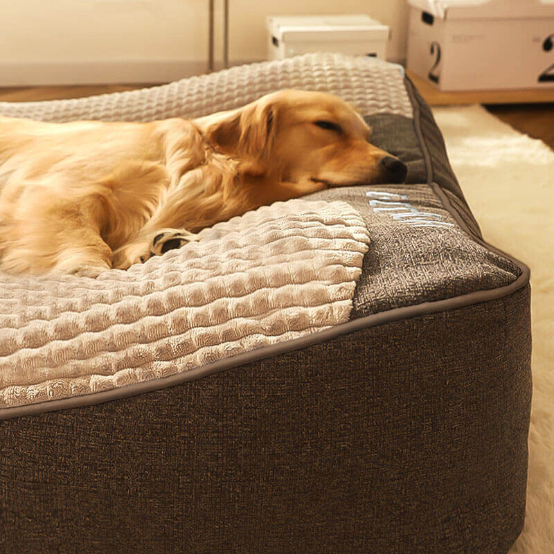 大型犬向けの体をしっかり支えるペット用ベッド - 取り外し可能なカバー付きのベルベット調ボルスターベッド、グレー、47インチ - 中型犬向けの洗濯機で洗えるクッション t