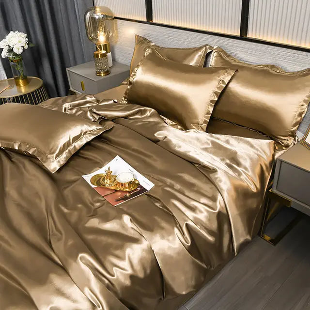 Luxury Plain Satin Duvet Cover - SilkSerenity | Euroselle