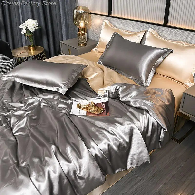 Luxury Plain Satin Duvet Cover - SilkSerenity | Euroselle