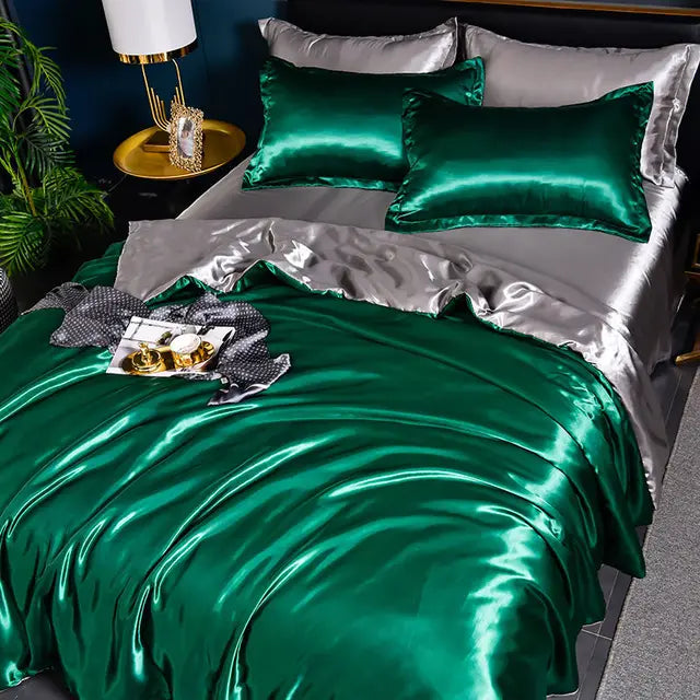 Luxury Plain Satin Duvet Cover - SilkSerenity | Euroselle