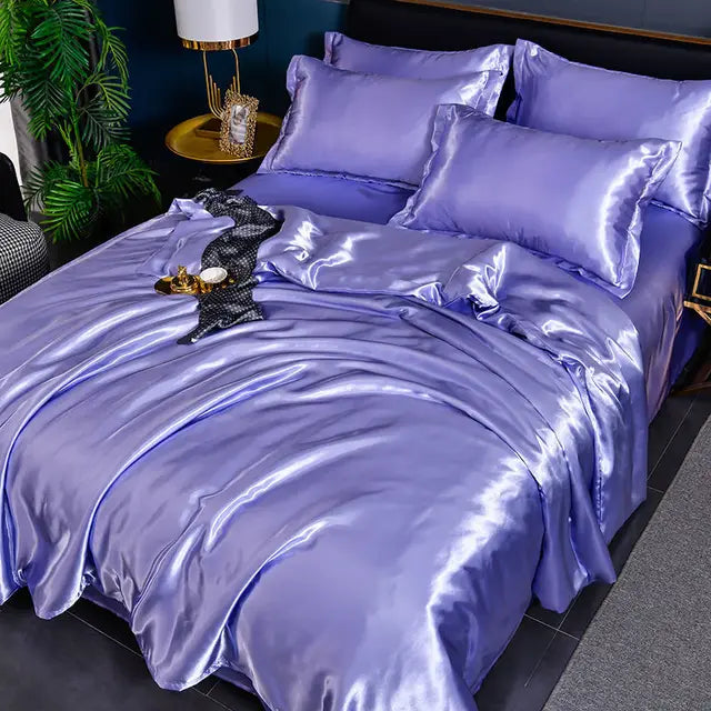 Luxury Plain Satin Duvet Cover - SilkSerenity | Euroselle