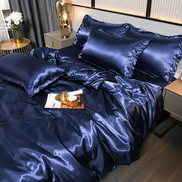 Luxury Plain Satin Duvet Cover - SilkSerenity | Euroselle