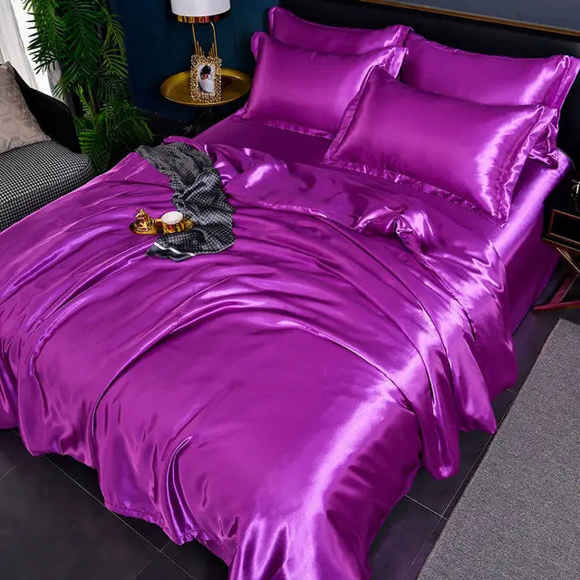 Luxury Plain Satin Duvet Cover - SilkSerenity | Euroselle