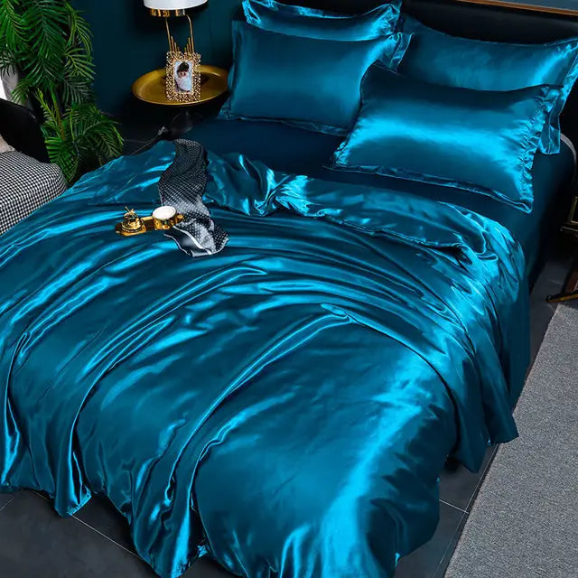 Luxury Plain Satin Duvet Cover - SilkSerenity | Euroselle