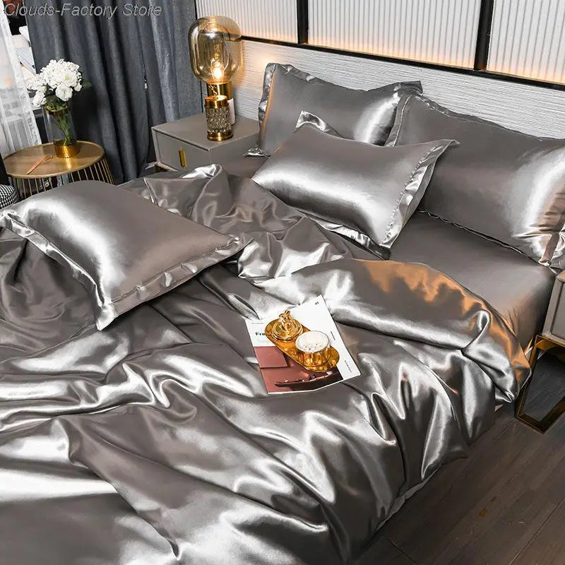 Luxury Plain Satin Duvet Cover - SilkSerenity | Euroselle