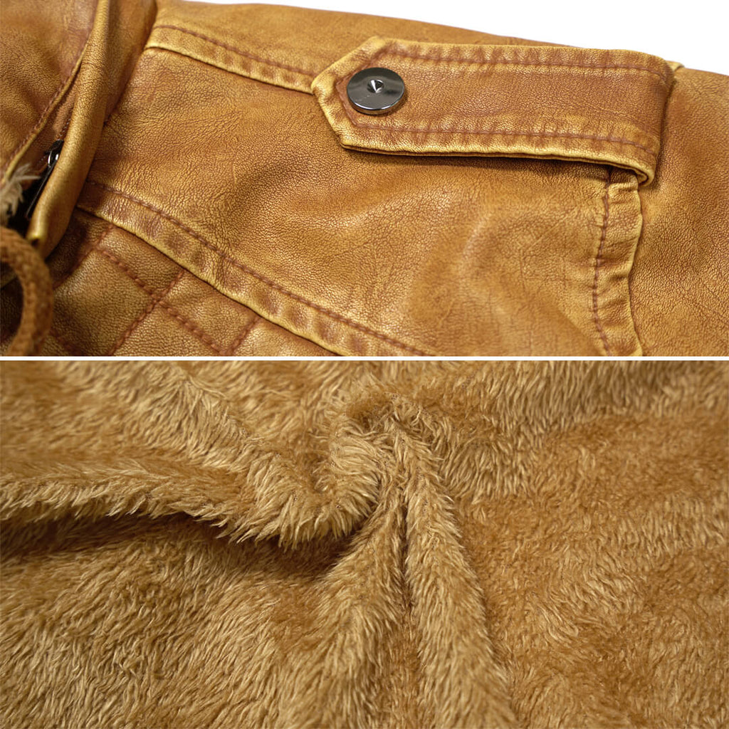 Men's Faux Leather Motorcycle Jacket — Removable Hood, Fall/Winter