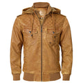 Men's Faux Leather Motorcycle Jacket — Removable Hood, Fall/Winter