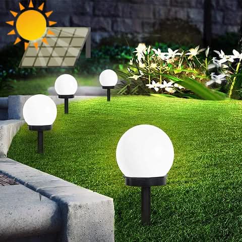 Lampe de jardin solaire LED ronde — Fonction marche/arrêt automatique, économe en énergie, 10 x 15 cm