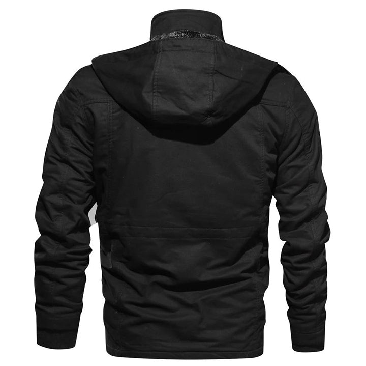 Herren-Arbeitsjacke aus wattierter Baumwolle - wasserdicht, abnehmbare Kapuze