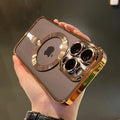 Magnetic Soft-Shell Case with Golden Finish for iPhone – Protection and Style | Euroselle