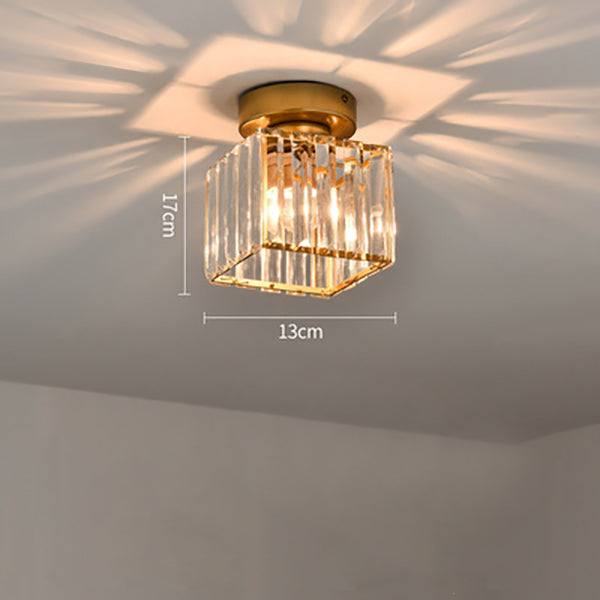 Black Gold Crystal Flush Mount Light Fixture — E27 Socket