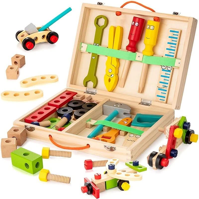 Set di costruzioni in legno Buildaroo TimberNest da 35 pezzi — Blocchi per costruire senza schermi