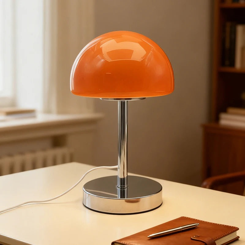 Table Lamp Mushroom Glass Metal Construction Adjustable Shade LED | Euroselle