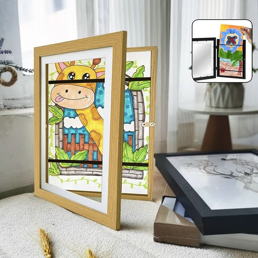 KeepsakeFrame för förvaring av barnteckningar – rymmer 150 alster, snabbväxlande galleridesign