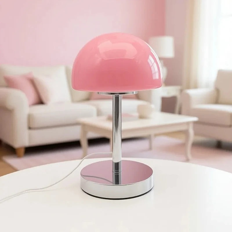 Table Lamp Mushroom Glass Metal Construction Adjustable Shade LED | Euroselle