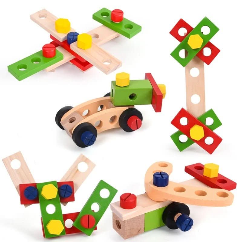 Set di costruzioni in legno Buildaroo TimberNest da 35 pezzi — Blocchi per costruire senza schermi