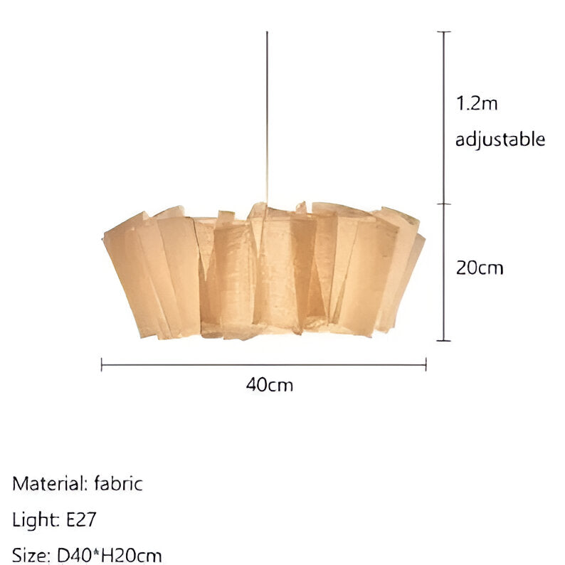 16 in Warm Cream Pleated Fabric Shade Hanging Ceiling Lamp
