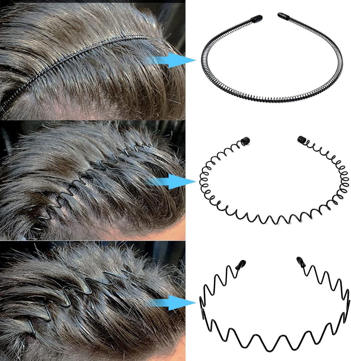 Rostbeständiga hårband i metall för män - halkfria, 4 modeller