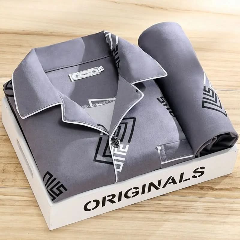 Men's Lightweight Cotton Lounge Shirt & Pant Sleepwear Set