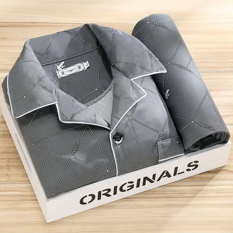 Men's Lightweight Cotton Lounge Shirt & Pant Sleepwear Set