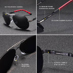 Herren Vintage Aluminium Polarisierte Sonnenbrille | Euroselle