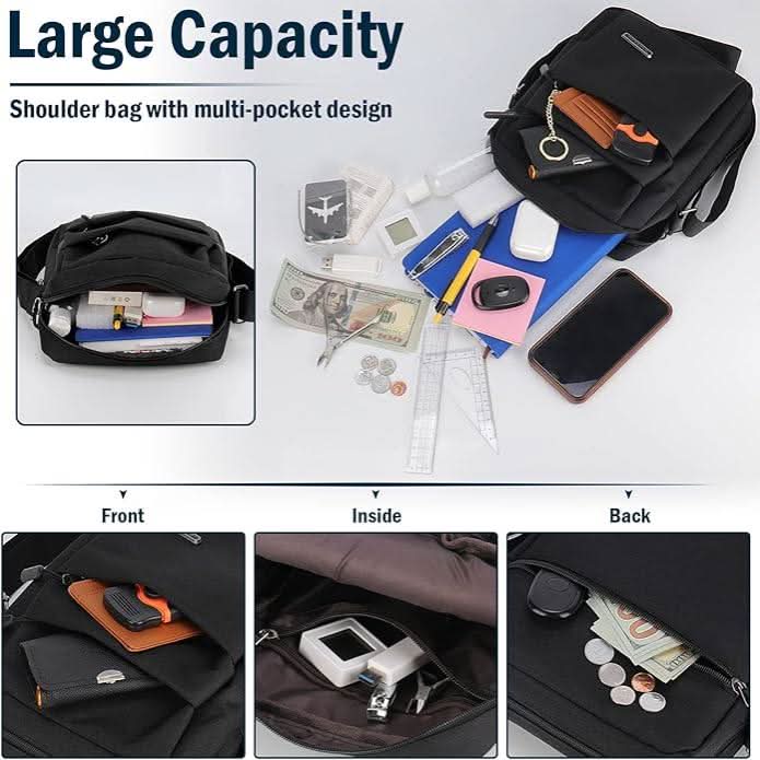 Men’s Water-Resistant Crossbody Messenger Bag with Security Zipper