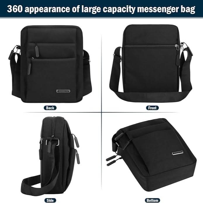 Men’s Water-Resistant Crossbody Messenger Bag with Security Zipper