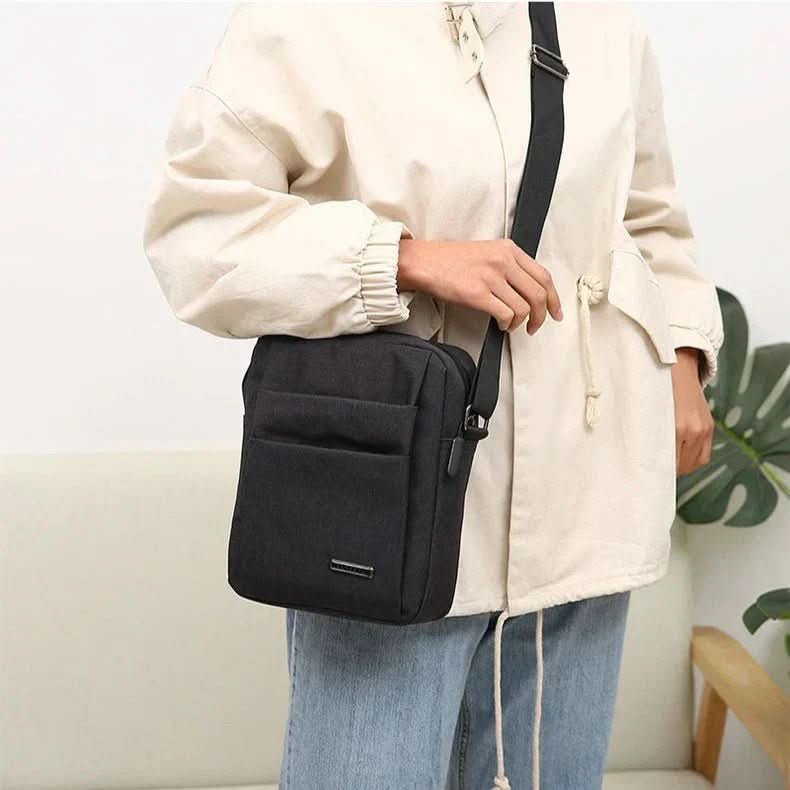 Men’s Water-Resistant Crossbody Messenger Bag with Security Zipper