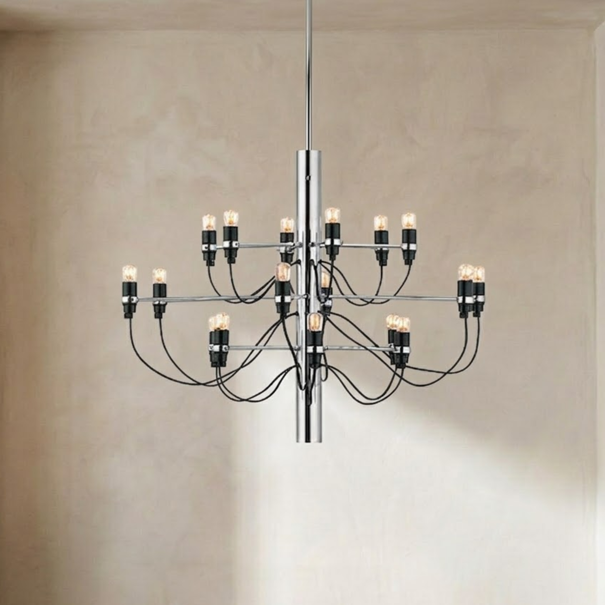 Tvådelad LED-ljuskrona — ljushållare i mid-century-stil, design med öppna bågar