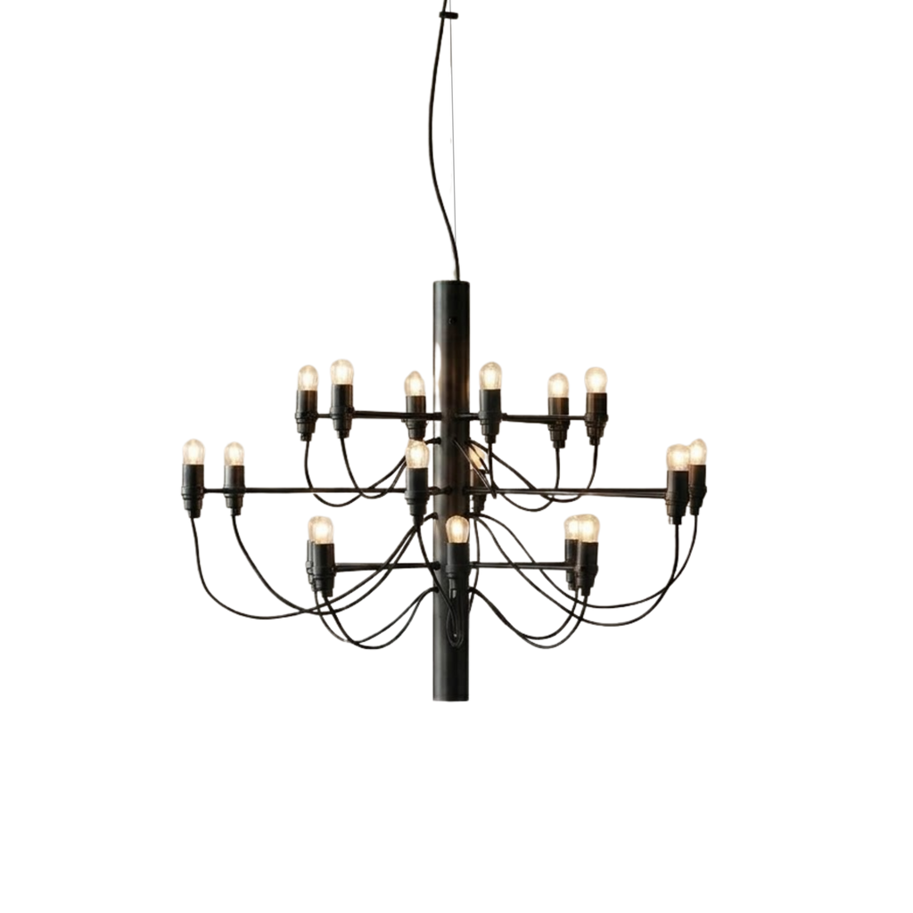 Tvådelad LED-ljuskrona — ljushållare i mid-century-stil, design med öppna bågar