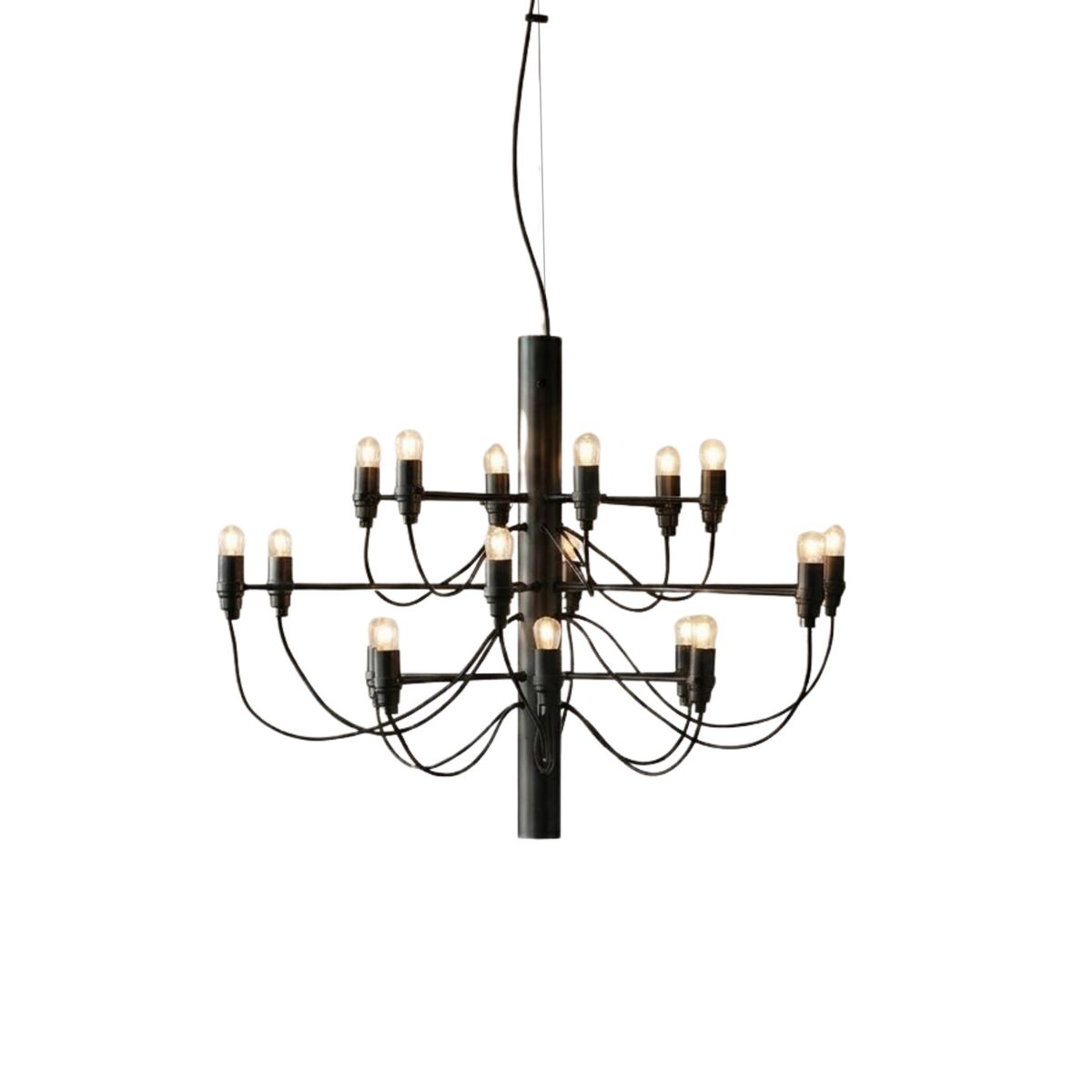 Tvådelad LED-ljuskrona — ljushållare i mid-century-stil, design med öppna bågar
