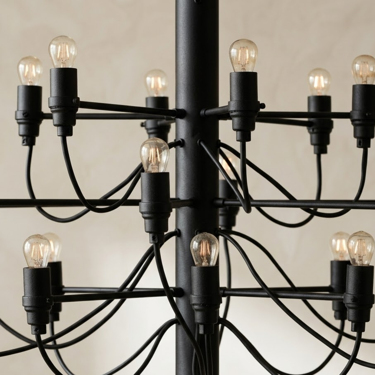 Tvådelad LED-ljuskrona — ljushållare i mid-century-stil, design med öppna bågar