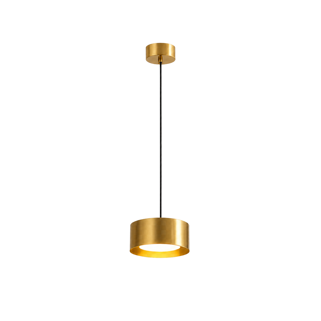 Minimalistisk LED-pendellampa i järn med kupolform — 15 cm bred, 9 cm hög, kompakt design