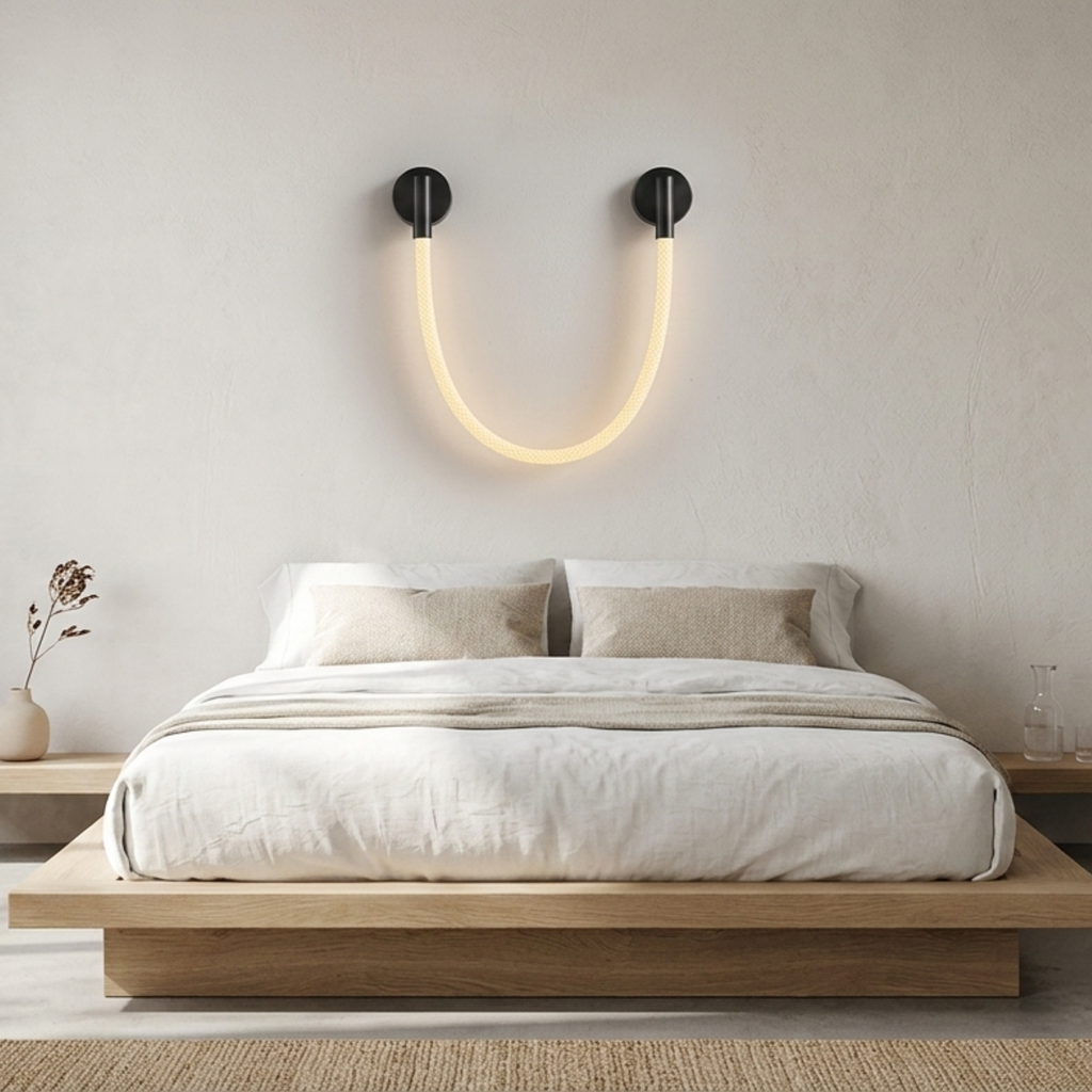 Minimalistické lineární nástěnné svítidlo s LED trubicí — rozpětí 60 cm, teplá bílá 3000 K