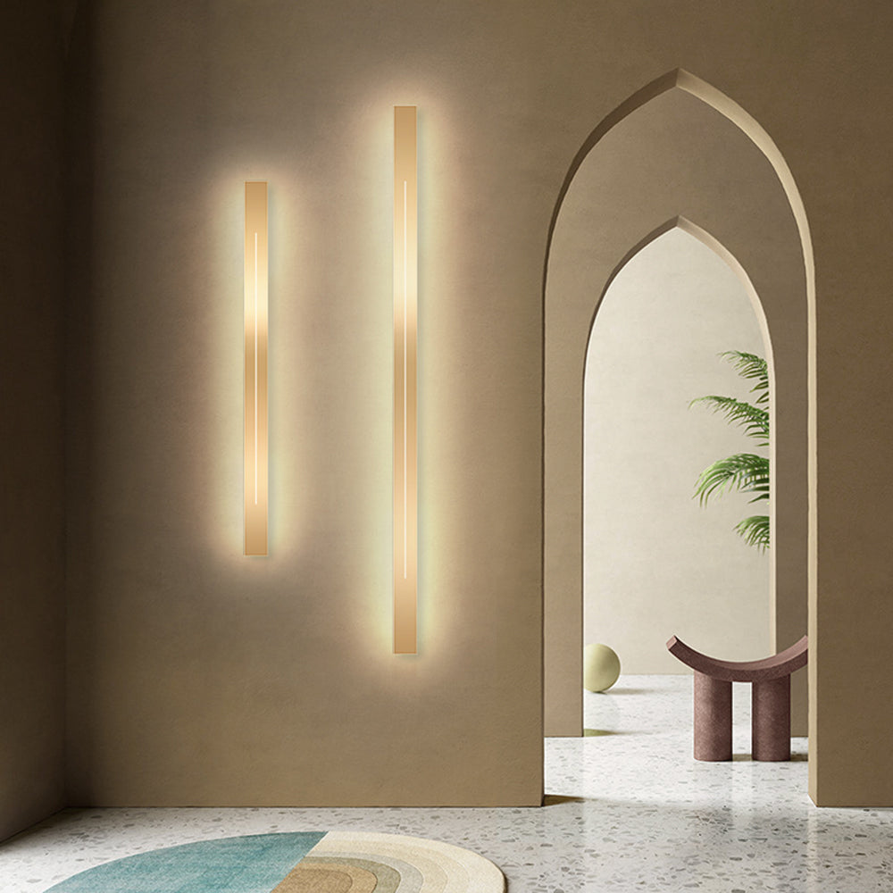 Minimalist Linear LED Wall Light — Long Bar Design, Black & Gold