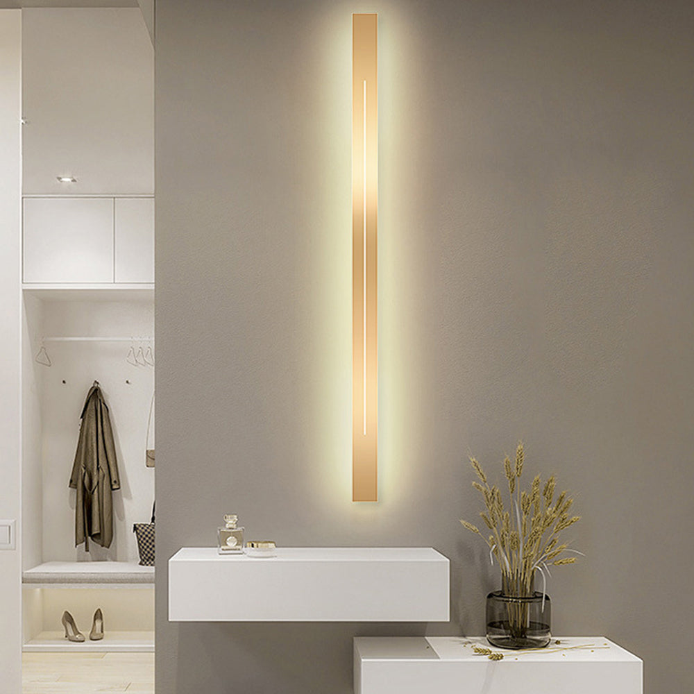 Minimalist Linear LED Wall Light — Long Bar Design, Black & Gold