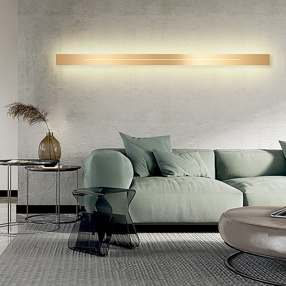 Minimalist Linear LED Wall Light — Long Bar Design, Black & Gold