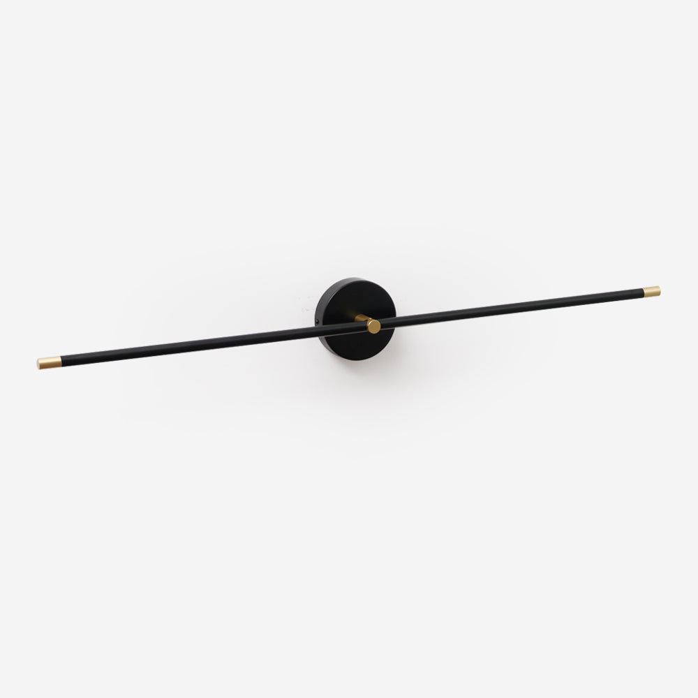 Double Ended LED Wall Sconce — Minimalist Linear Rod Light, Black and Gold