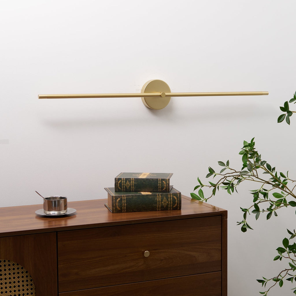 Double Ended LED Wall Sconce — Minimalist Linear Rod Light, Black and Gold