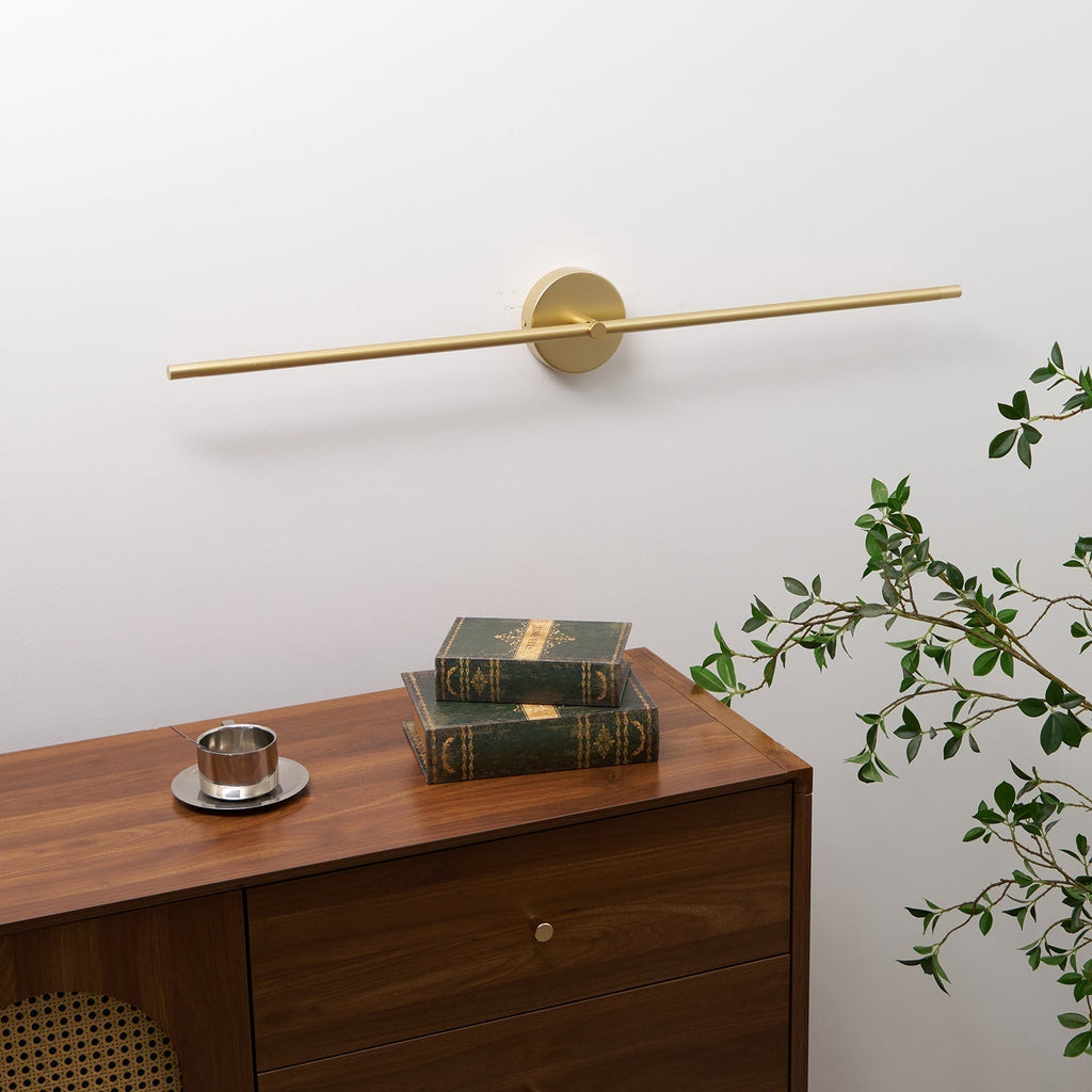 Double Ended LED Wall Sconce — Minimalist Linear Rod Light, Black and Gold