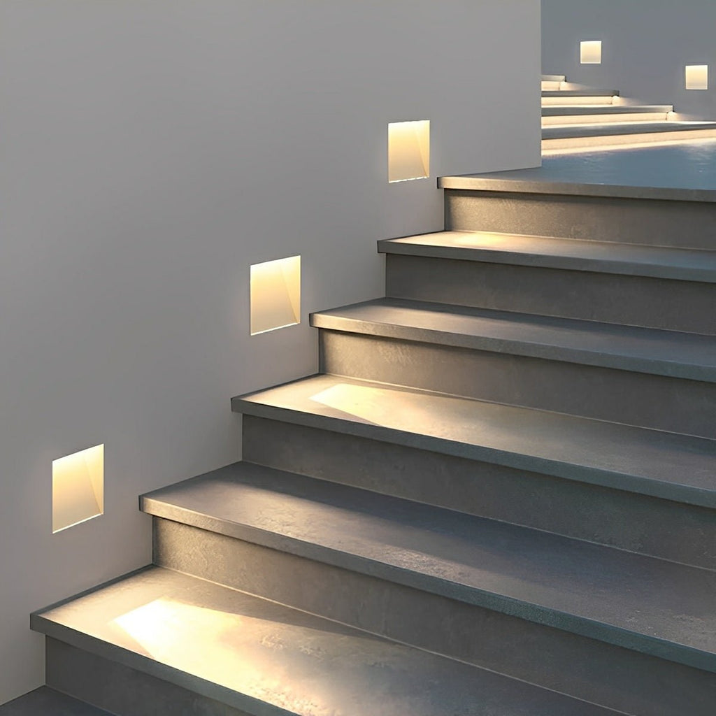 Lampă LED pentru trepte, încastrată, cu senzor de mișcare, din aluminiu alb, 4x1.8x7.9 in